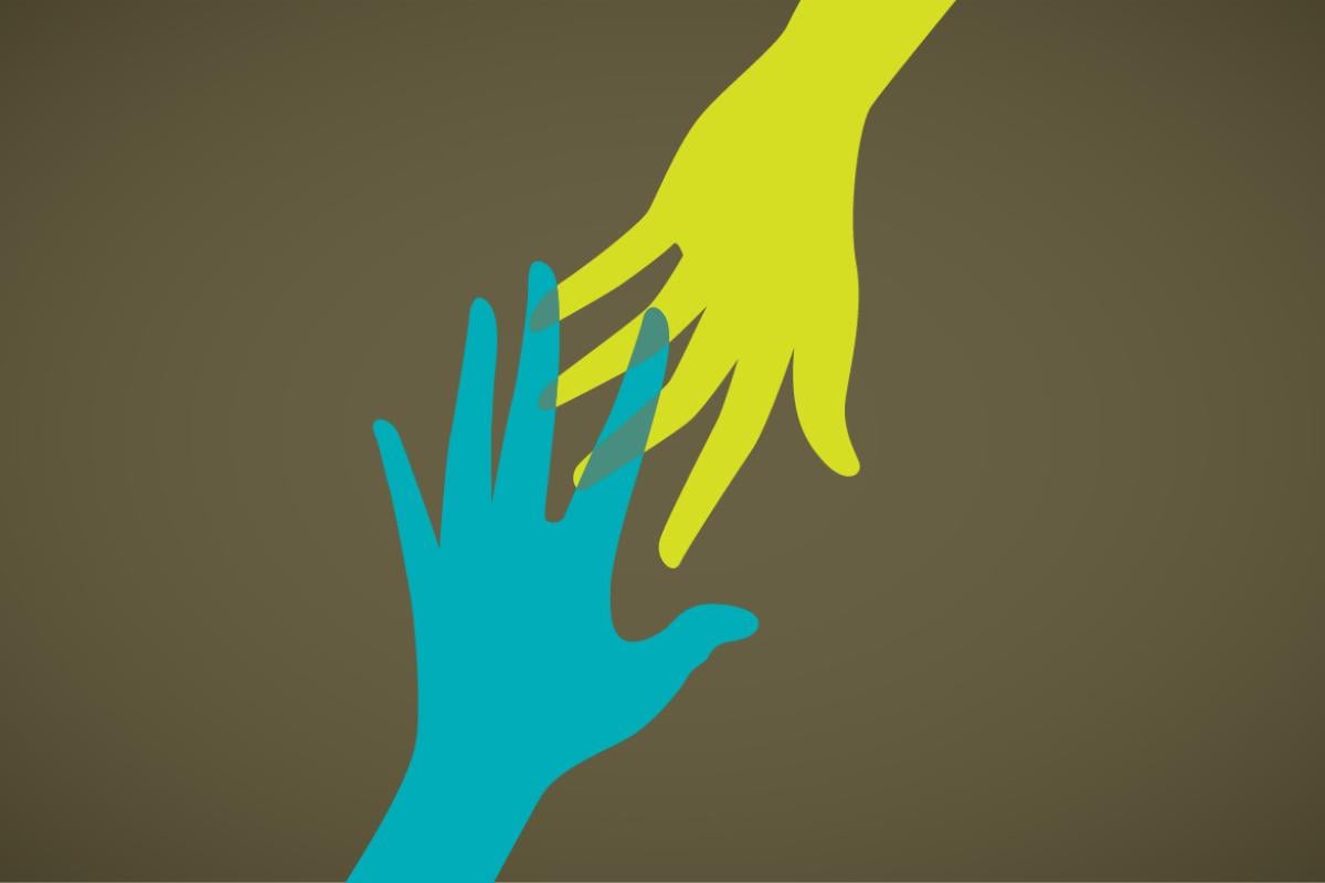 Two hands reaching out