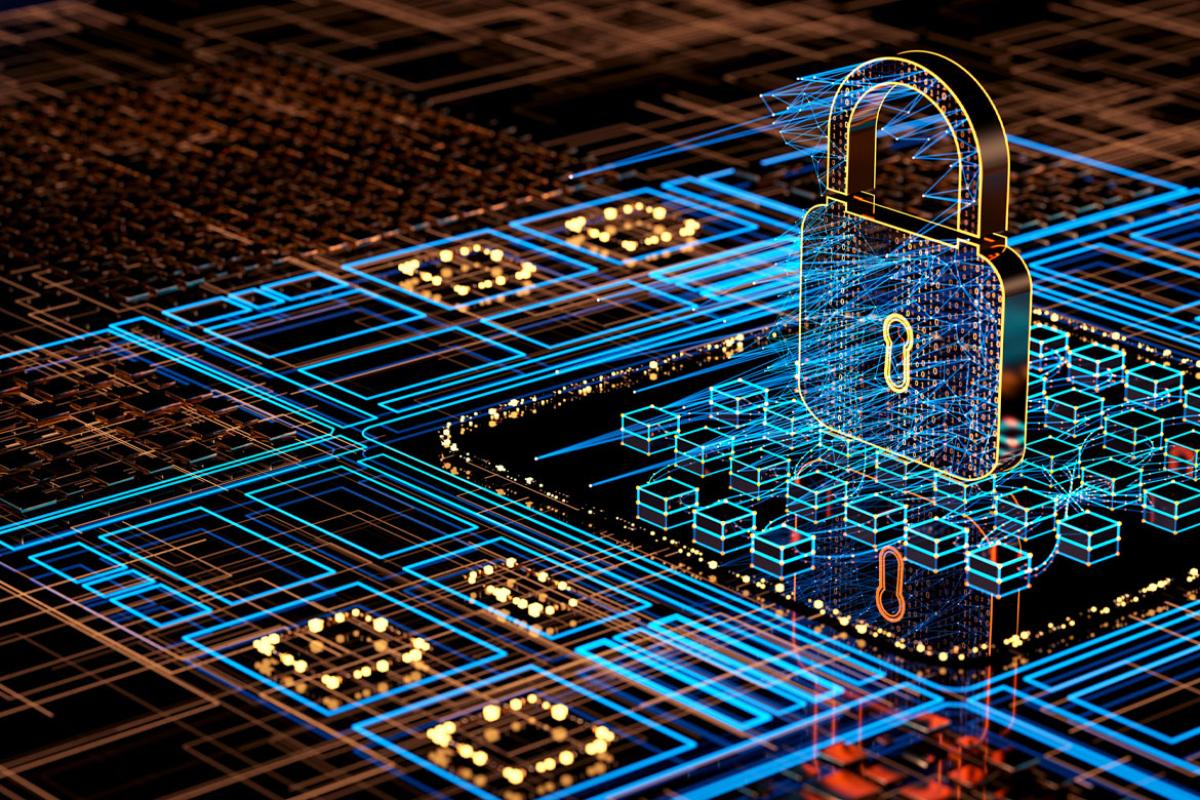 Digital background depicting innovative technologies in security systems